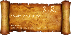 Kopácsy Riza névjegykártya